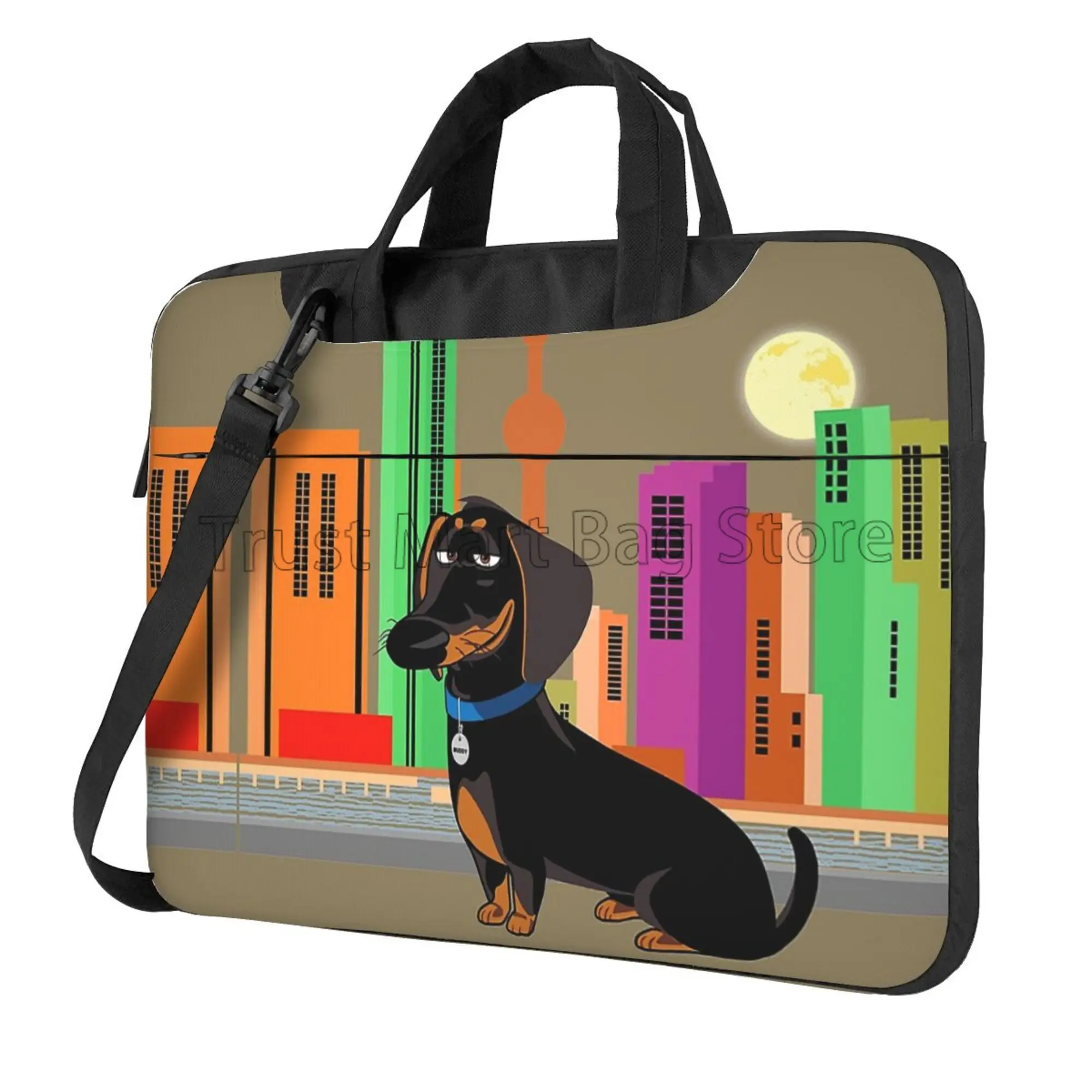 Tablet Shoulder Bag - Sevimli Dachshund baskı dizüstü taşıma çantası