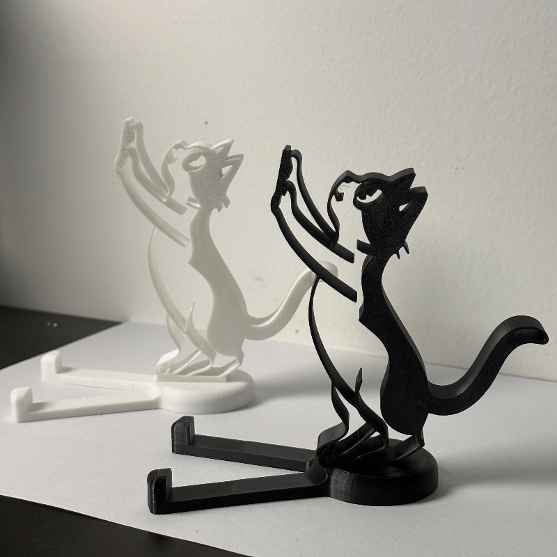 Tablet Stand Accessories - Soyut Oyuk Çizgili Kedi Telefon Standı