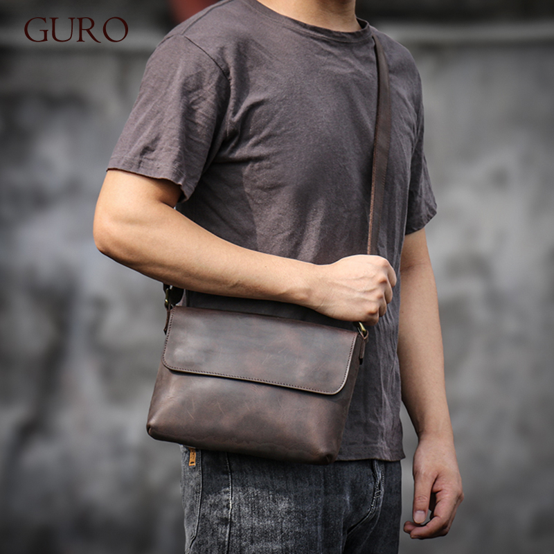 Tablet Shoulder Bag - GURO Vintage hakiki deri omuzdan askili