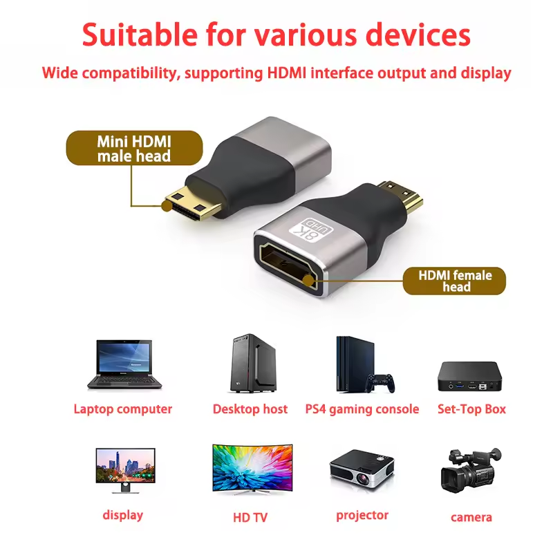 8K @ 60Hz Mini Mikro HDMI uyum - Hdmi Adapter Tablet incelemesi ve fiyatı