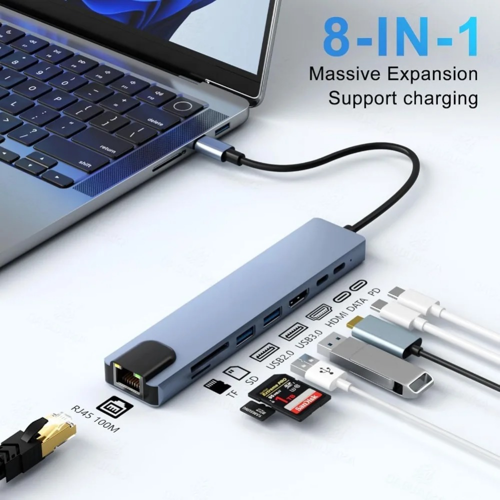 USB C Hub 8/7'si 1 arada 4K HD - Hdmi Adapter Tablet incelemesi ve fiyatı