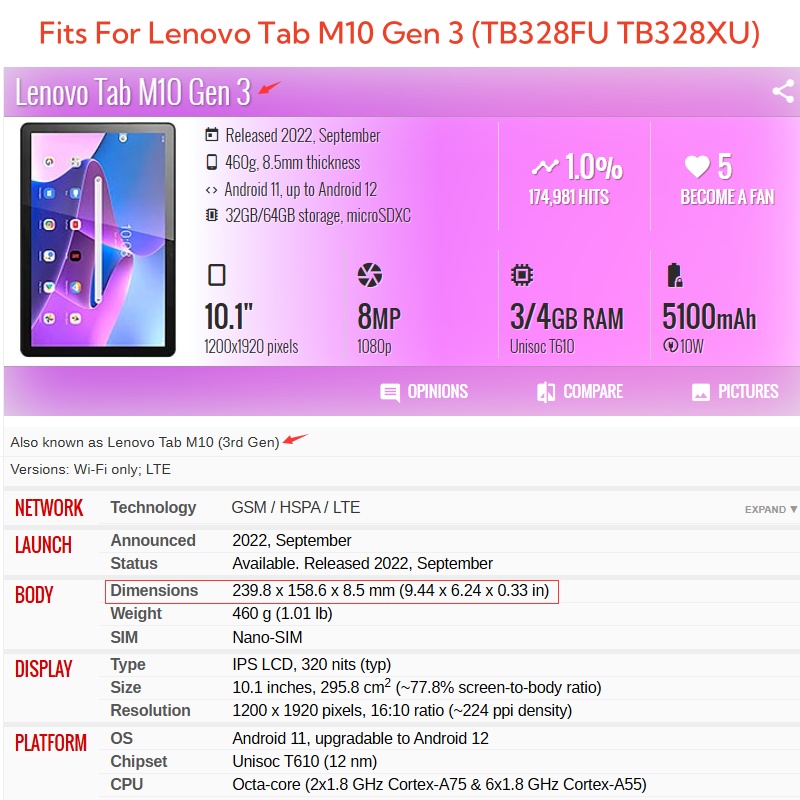 Lenovo Tab için M10 3rd Gen 10 - Tablet Accessories Lenovo incelemesi ve fiyatı